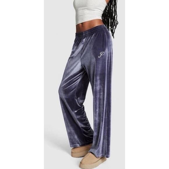 Victoria’s Secret Pants - Pink Victoria’s Secret wide leg velvet pull on blue purple pants, size XXL